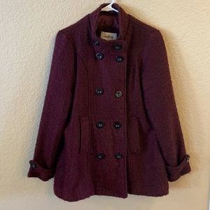 Daytrip Maroon Wool Pea Coat